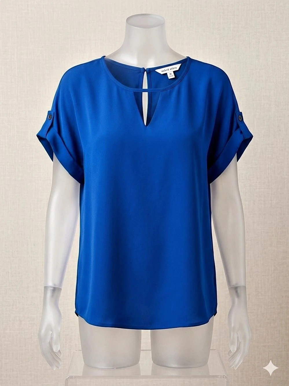 naked zebra Blue Short Sleeve Blouse Size Medium